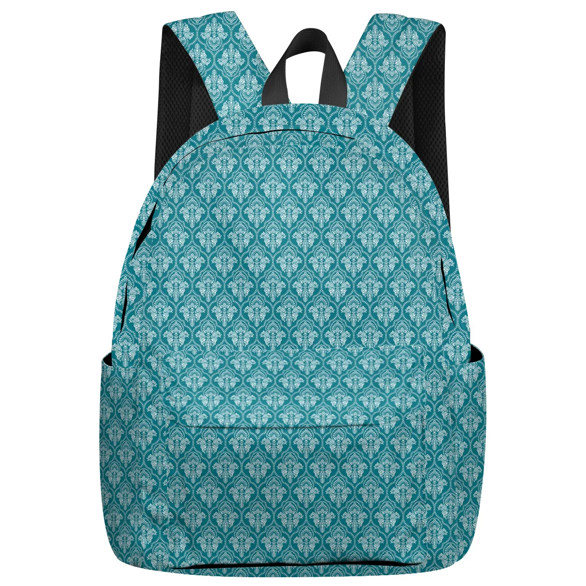 PU Leather Shoulder Bag,Abstract Flowers Leaves Pattern Backpack,Portable Travel School Rucksack,Satchel with Top Handle