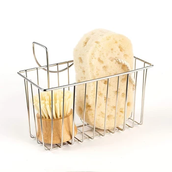 

Sponge Holder Stainless Steel Kitchen Sink Caddy Drainer Basket for Brush Soap Dishwashing Liquid