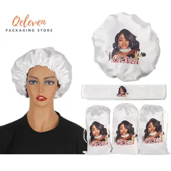 

Personalized Custom Logo Human Women Hair Extensions Bundles Packaging Bag, Satin Wrap Scraf, Bonnets, Satin Bag For Wigs