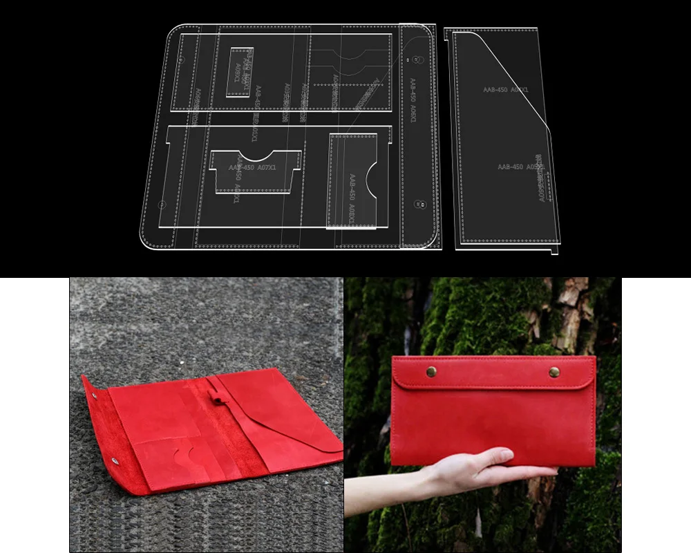Clutch Bag Long Wallet Wallet Paper Grid Pattern Diy Handmade Leather Goods  Pattern Drawing Acrylic Out Template - Sewing Patterns - AliExpress
