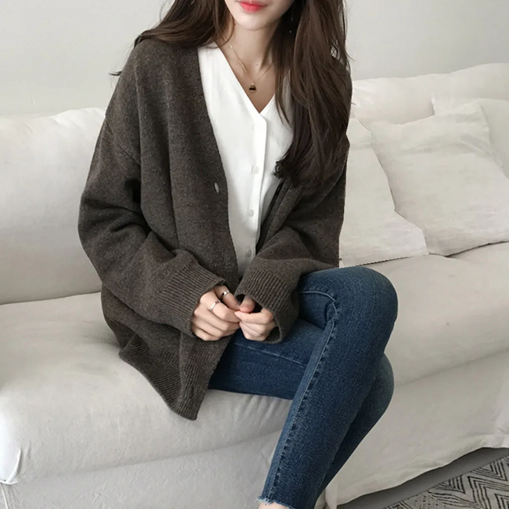 Women's Winter Warm Solid Cardigans Long Button Ladies Sweater Soft Handfeel Knit For Women |