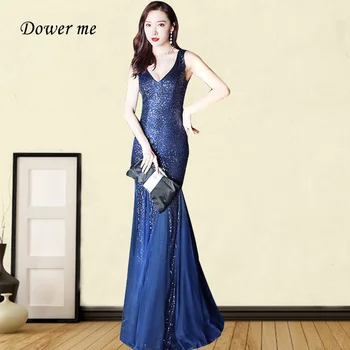 

Mermaid Evening Dress GDX235 V-Neck Sleeveless Women Party Gowns Sparkling Sequin Elegant Robe De Soiree Formal Gowns 2020