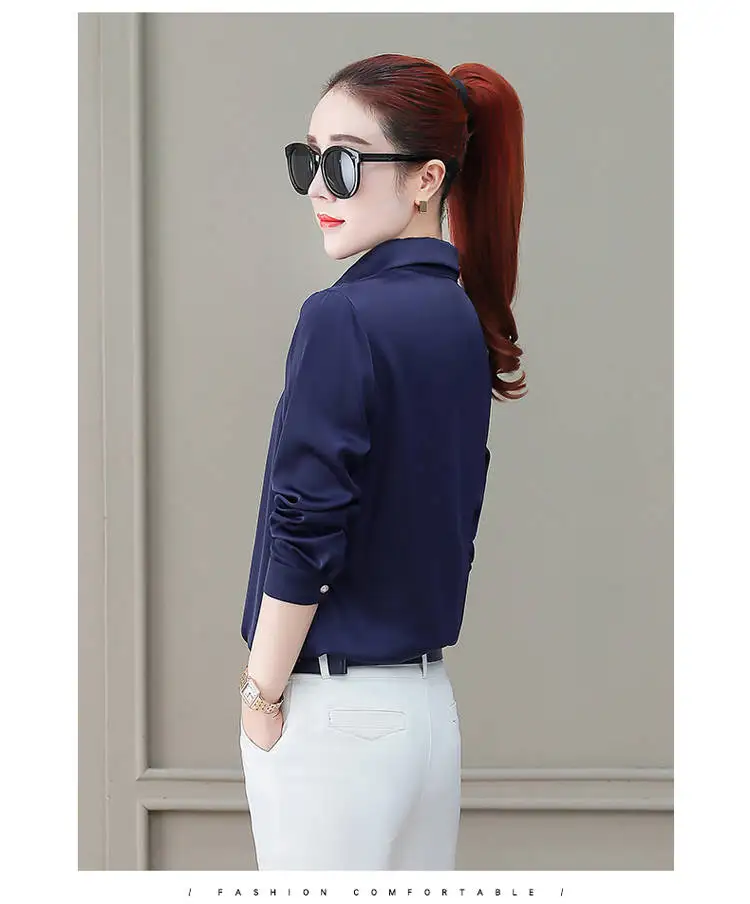 Корейские модные шелковые женские блузки атласное с длинными рукавами красные женские рубашки плюс размер XXXL женские топы и женские блузки