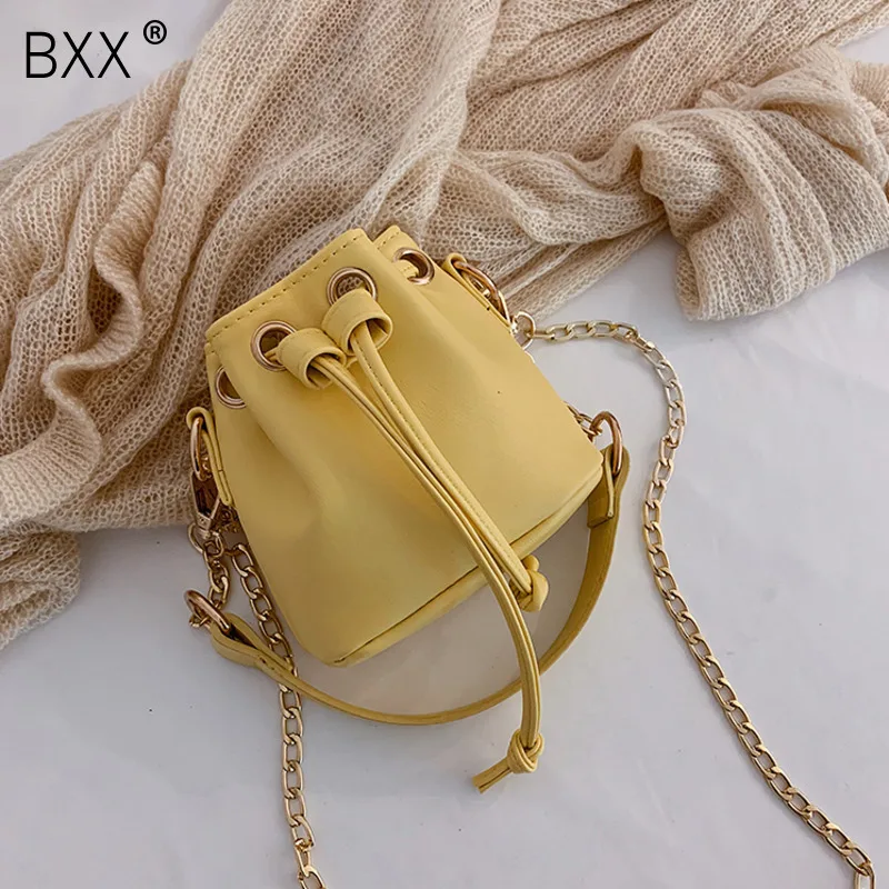 

[BXX] Women's Single Shoulder Crossbody Bag All-match Flap 2020 Summer Chain Bucket Bag Casual Drawstring Messenger Bags HF852