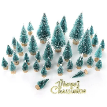 

Model Artificial Mini Christmas Tree Props 55Pcs Wood Base Crafts Pine Tree