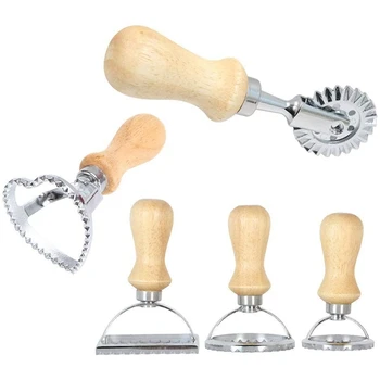 

Ravioli Maker Cutter Stamp Set Leading Dough Cutter and Press Stamps with Wooden Handle For Ravioli,Pasta,Dumplings