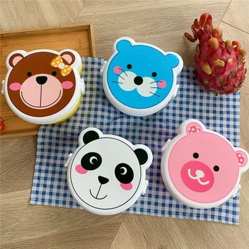 

1pc Double-layer Lunch Box with Spoon Mini Cute Microwave Lunch Box Portable Children's Food Breakfast Container for Boys Girls