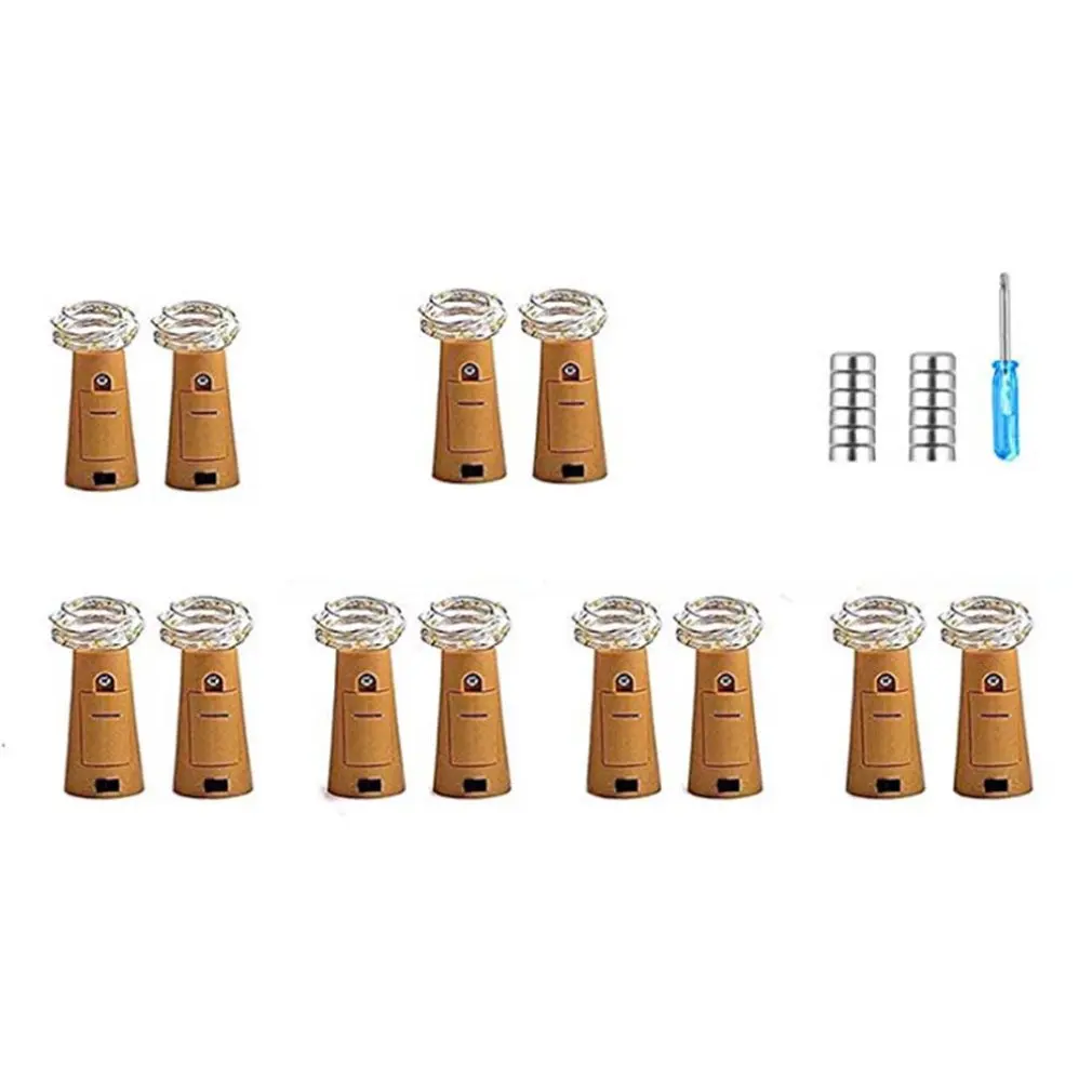 LED Christmas Copper Light String Button Wine Bottle Stopper Lantern 2M 20 Lamp Silver Thread Color
