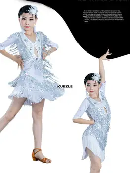 

Girls Tango Dance Costume Tassel Latin Dance Sequin Performance Costume Girls Modern Dance Street Costume Costume Latin Dance