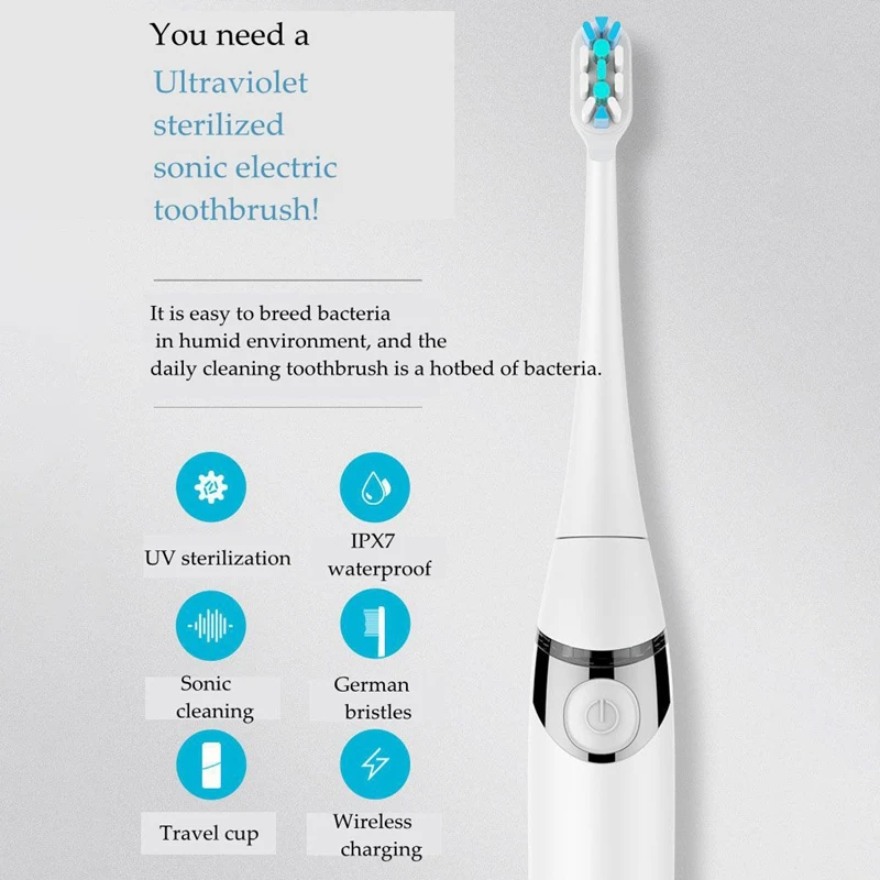Aiwejay Convenient Travel Sonic Electric Toothbrush Wireless Charging IPX7 Waterproof Adult Cleaning Electric Toothbrush with Cu Aiwejay Convenient Travel Sonic Electric Toothbrush Wireless Charging IPX7 Waterproof Adult Cleaning Electric Toothbrush with Cu