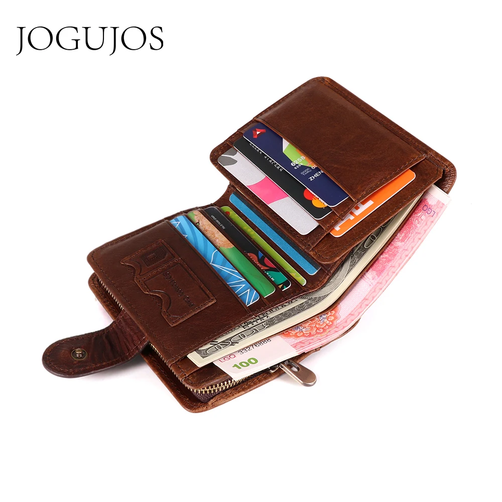 JOGUJOS из натуральной кожи компактный мужской бумажник RFID винтажный кошелек мужской кошелек держатель для кредитных карт мужской бизнес-кошелек Portomonee
