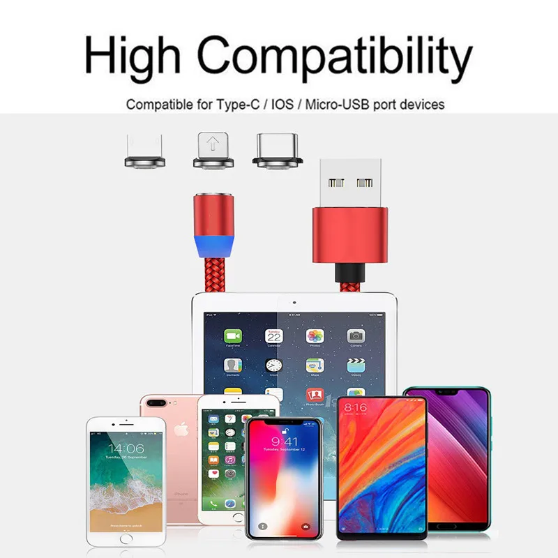 UGI 3A 360 ° Магнитный кабель Micro usb type C для быстрой зарядки, магнитное зарядное устройство USB C для samsung huawei P20 Xiaomi iphone 5 6 7 X
