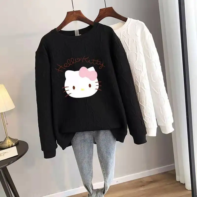 thumbnail image 1 of Hello Kitty primavera y otoño nueva moda para niñas Sudadera con capucha informal para niños cabeza de dibujos animados cuello redondo Top de manga larga, 1 of 4