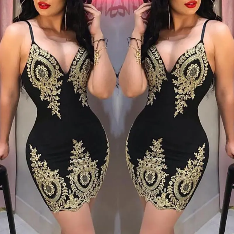 

Women V Neck Sleeveless Bodycon Clubwear Evening Party Cocktail Mini Dress 1pc