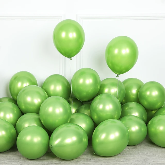 20pcs 12inch New Glossy Baby Pink Metal Pearl Latex Balloon Rose Gold Thick Chrome Metallic Globos Wedding Birthday Party Decor light green 2