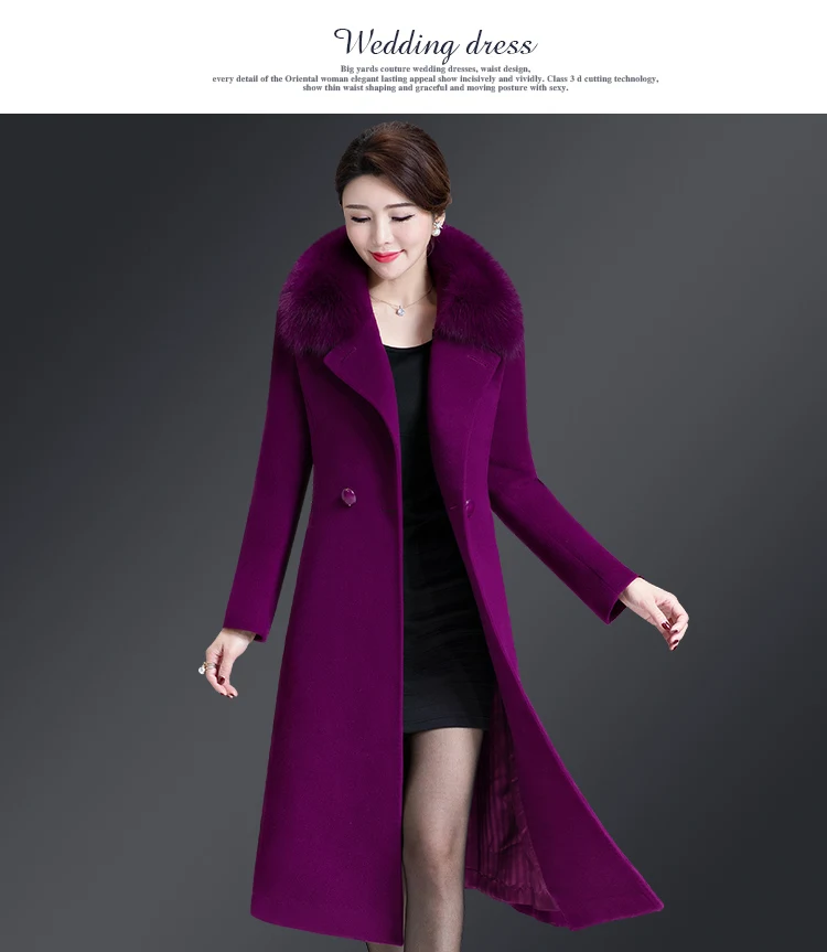 New Slim Women outerwear winter clothing fashion warm woolen blends coat female Belt elegant Double Breasted woolen coat