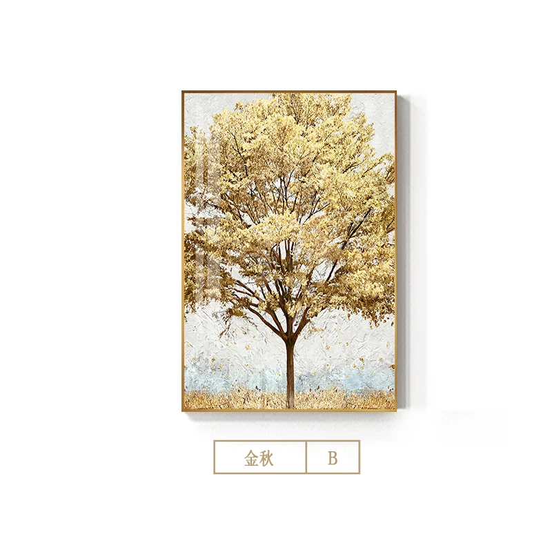 Golden tree B Современная Абстрактная Картина на холсте с изображением золотого дерева и леса, рождественские плакаты, настенные картины для гостиной - Цвет: Golden tree B