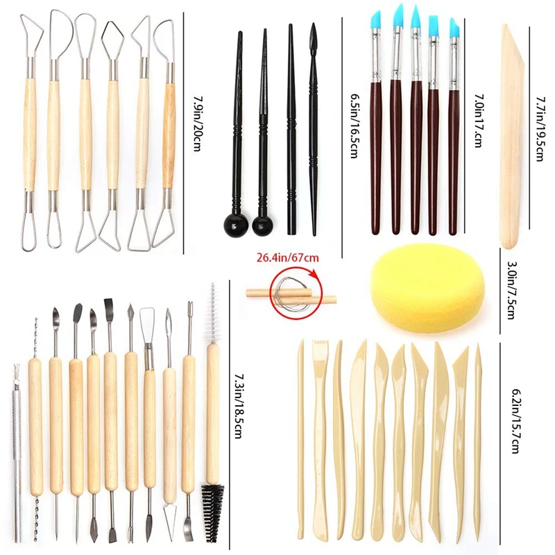 

Hot Sale 61PCS Ceramic Clay Tools Set Polymer Clay Tools Pottery Tools Set Wooden Pottery Sculpting Clay Cleaning Tool Set