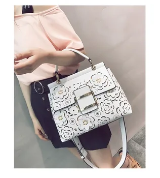 

2019 Summer European and American Fashion Hollow Flower Handbag Leisure Single Shoulder Bag Slant Span Large Bag