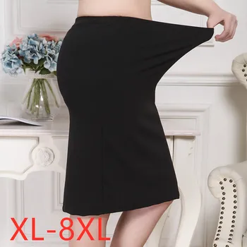 

New 2020 summer ladies plus size official midi skirt for women large slim elastic black work wear skirts 3XL 4XL 5XL 6XL 7XL 8XL