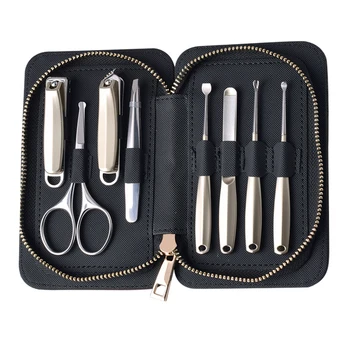 

8PCS/set Nails Art Clipper Scissors Tweezer Knife Toe Professional Manicure Set Nosehair Cut Grooming Kit Manicure Tools