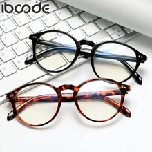 Iboode Модные женские круглые оправы для очков Анти-голубые светло-черные оправы для очков для мужчин прозрачные линзы оптические очки унисекс