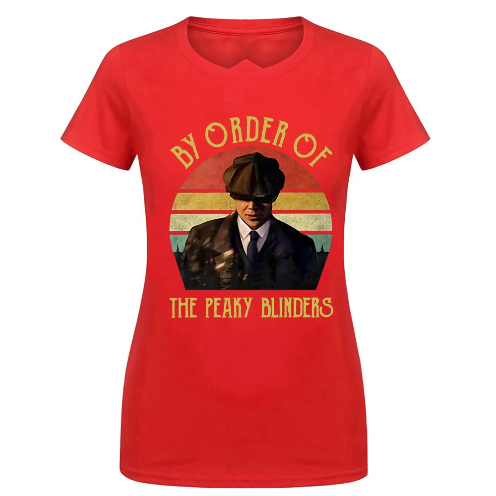 Arthur Shelby по заказу Peaky Blinders черная Хлопковая мужская S-6Xl Футболка с принтом на заказ - Цвет: women red