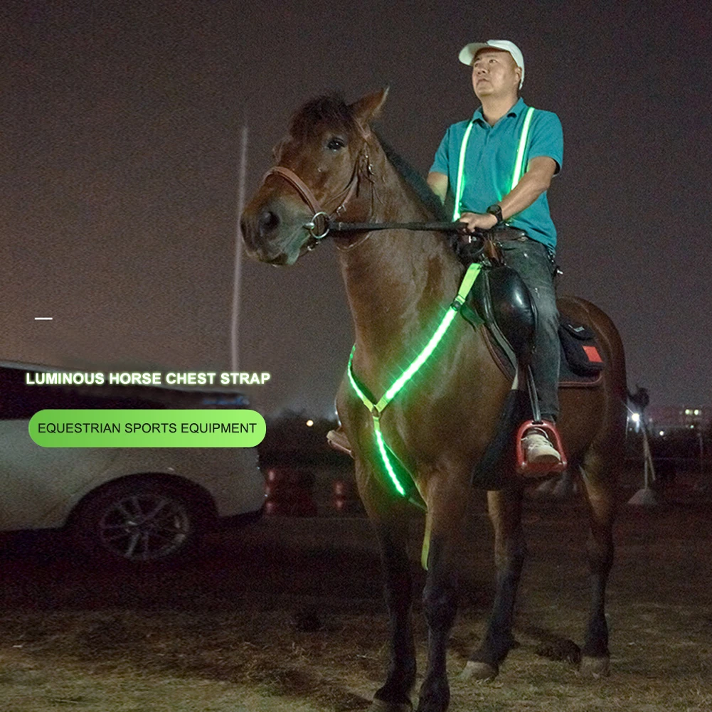 Adjustable LED Light Harness Chest Belt Lights Night Safe Horse Riding Equipment 