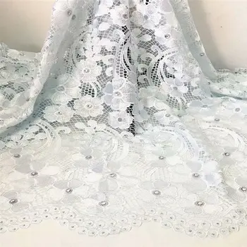 

white lace fabric tissu dentelle strass perle african fabric lace material nigeria lace fabric high quality 5yard