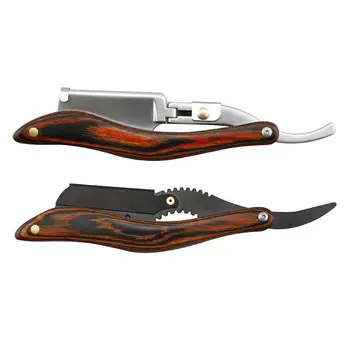 

Folding Shaver Holder Replaceable Blade Wooden Handle Manual Oil Head Razor Vintage Classic Hairdressing Knife