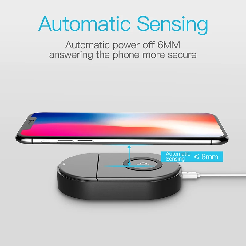 TOTU Qi Беспроводное зарядное устройство для телефона iPhone Xs Max X 8 Plus samsung S10 Xiaomi