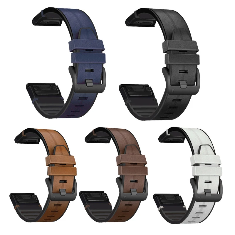 

For Garmin Fenix 6 6Pro/Fenix5 5 Plus Silicone Leather Strap 22mm Quick Fit Easyfit Wrist Band Forerunner 935 945 S60 Correa