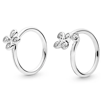 

BaoFu New 925 Sterling Silver Ring Lucky Clover Wedding Ring Gift High Jewelry
