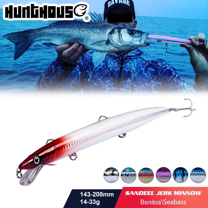 Приманка для рыбалки Hunthouse minnow sandeel jerkminnow плавающая гольян 143 мм/14 г 173 мм/23 208 мм/33 рыбалки|Наживки| |