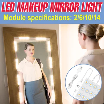 

12V LED Makeup Mirror Light Bulb USB Dressing Table Vanity Lamp LED Cosmetic Light Bathroom Mirror With LED Light 2 6 10 14 Bulb