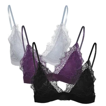 

Women Bra Sexy Lingerie Lace V-Neck Thin Breathable Bra Underwear bralette mujer brasieres para mujer soutien gorge femme #L