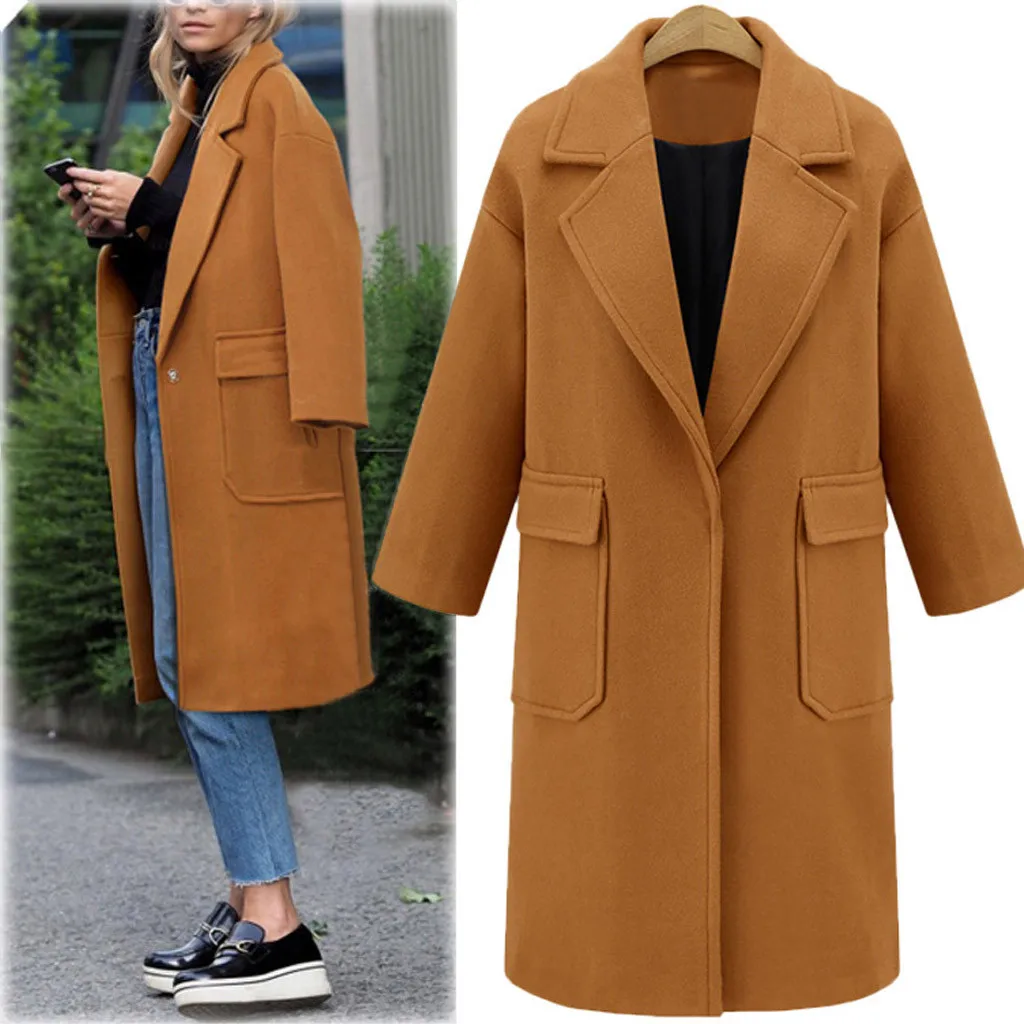 KANCOOLD пальто, минималистичный стиль, женский зимний шерстяной Тренч с лацканами, длинное пальто, верхняя одежда, модные пальто и куртки для женщин 2019Sep4 - Цвет: CAMEL