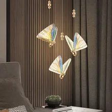 Plafonnier LED suspendu avec forme de papillon, éclairage d'intérieur, luminaire décoratif d'intérieur, idéal pour un Loft, une Villa ou un salon, des escaliers ou des escaliers