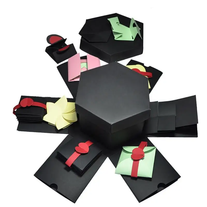 

Hexagon 5 Layer 12 Sided Explosion Gift Box DIY Photo Album Surprise Box Exploding Box Birthday Gift For Girlfriend Boyfriend