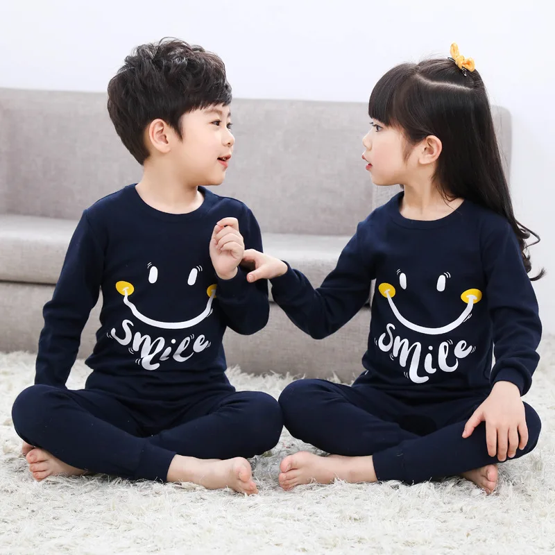 Kids Christmas Pajamas Boys Girls Night Suit Children Cartoon Sleepwear Pyjamas kids Cotton Nightwear 2-13Y Teens Clothes Sets - Цвет: Y-19