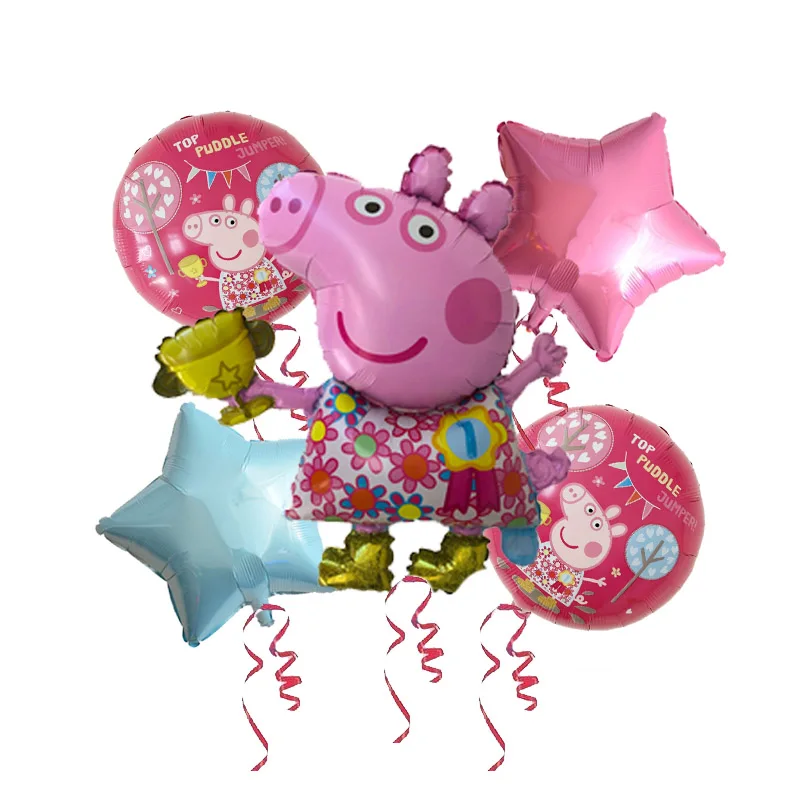 5 шт./партия 18 дюймов Peppa Pig helium Воздушные шары Дети День Рождения вечерние украшения детский душ Джордж баллон детские игрушки globos - Цвет: Светло-желтый