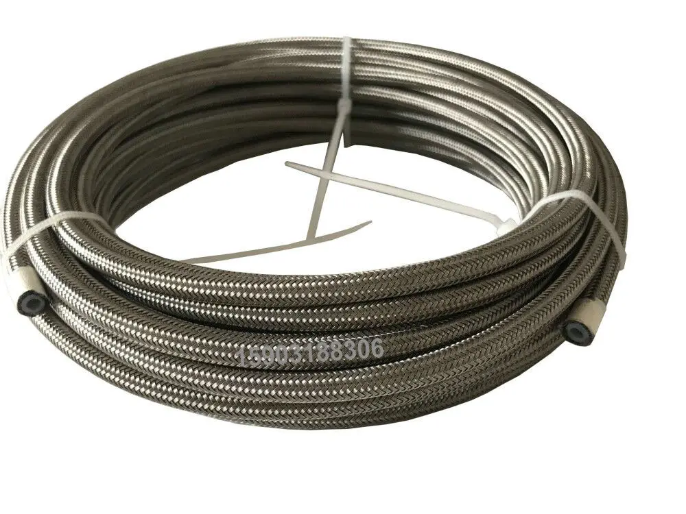 An3 3an duplo aço inoxidável trançado linha de mangueira de freio forrado ptfe motocicleta do carro linha de combustível do freio hidráulico mangueira 10 m-0