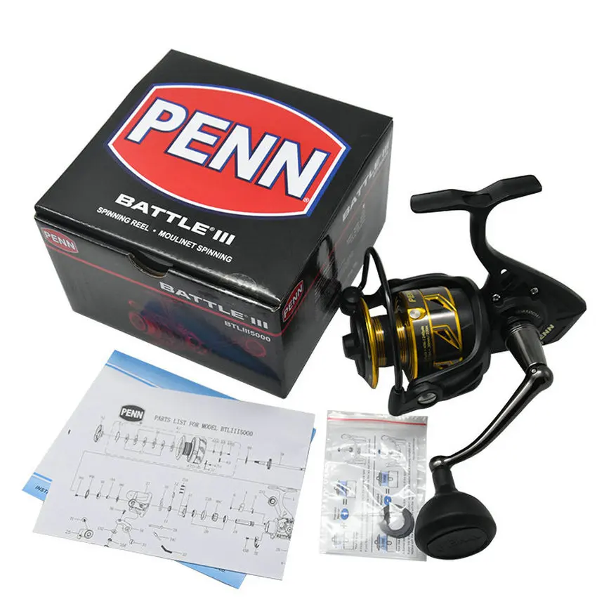 Penn Battle Iii Btl 3000 8000 Full Metal Body Spinning Fishing Reel 5 1bb Ht 100 Carbon Fiber Drag System Saltwater Reel Fishing Reels Aliexpress