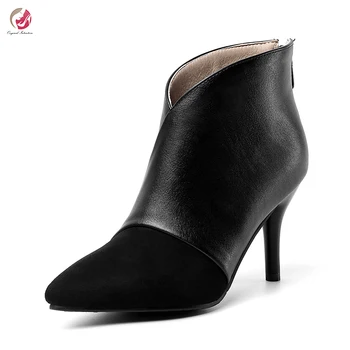 

Original Intention Elegant Lady Ankle Boots Sexy Pointed Toe Thin High Heels Black Brown Charm Fashion Shoes Woman Plus Size3-16