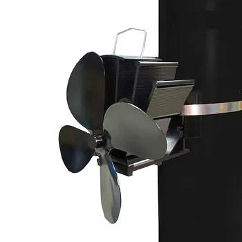 

4 Blades Heat Powered Stove Fan komin Log Wood Burner Home Eco Friendly Quiet Black Fireplace Fan Heat Distribution warmer