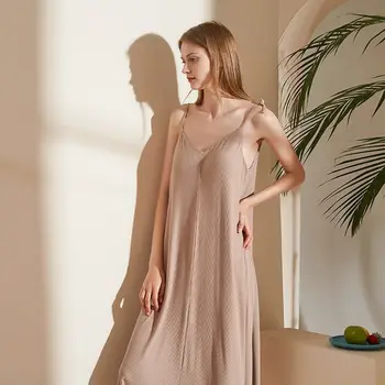 

Elegant Women Slip Dress V Neck Braces Skirt Long Nightdress Sleeveless Sleepwear Slips Under Dress Sexy Dress Soft NightGown