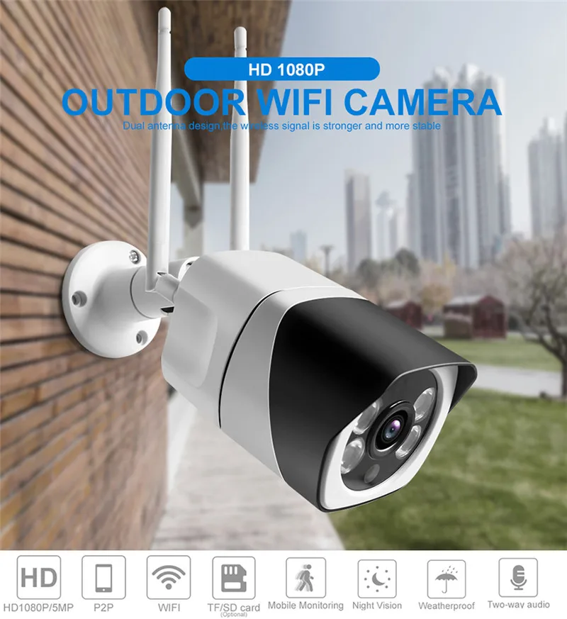 

1080P 5MP P2P IP Camcorder HD WiFi Waterproof Wireless Surveillance Bullet Camara Outdoor IR Night Vision Home Security Camara