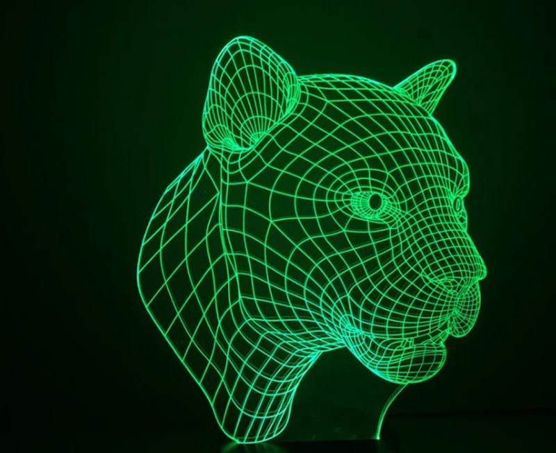 Леопардовый 3D светодиодный сенсорный зарядной атмосферный Настольный светильник акриловый светодиодный визуальный стерео светильник