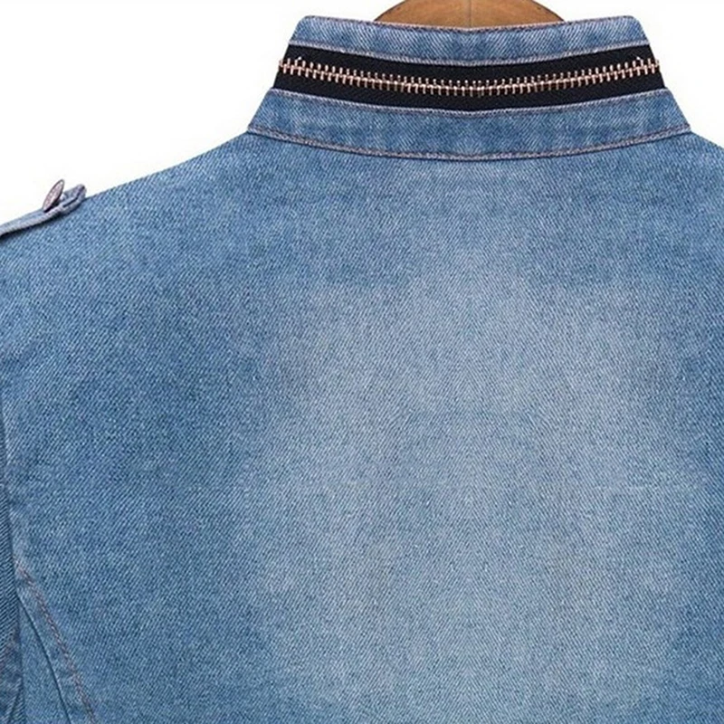 Женская джинсовая куртка размера плюс 5XL Повседневная с длинным рукавом