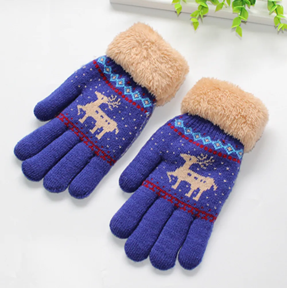 Christmas Fawn Print Gloves Toddler Baby Girls Boys Cute Velvet Comfort Thicken Outwear Winter Warm Gloves rekawiczki dzieciece